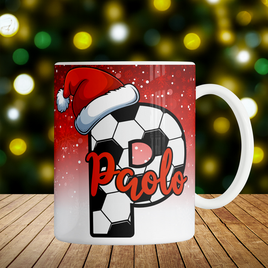Tazza Calcio con cappellino di Natale