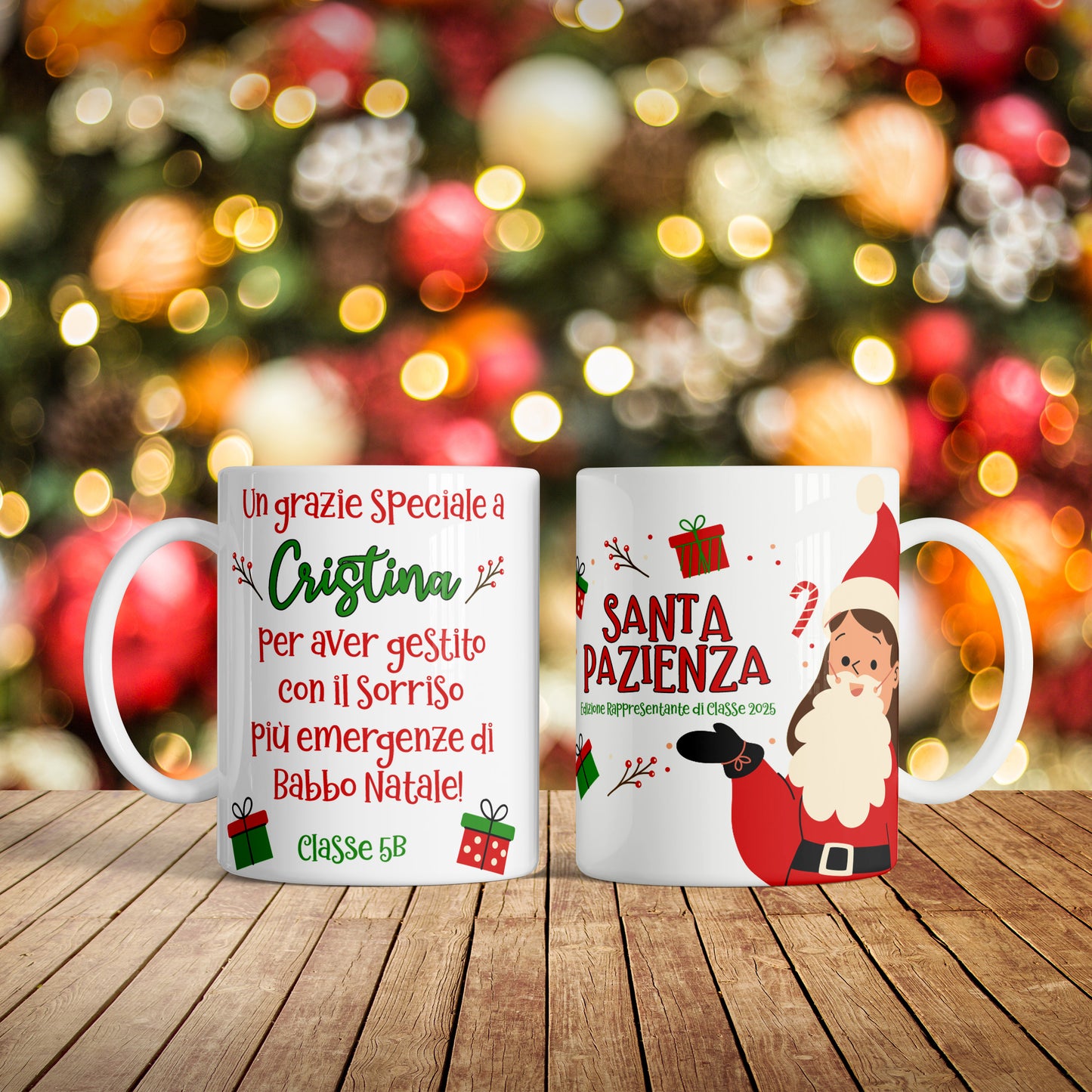 Tazza natalizia per RAPPRESENTANTE di CLASSE "Santa Pazienza"