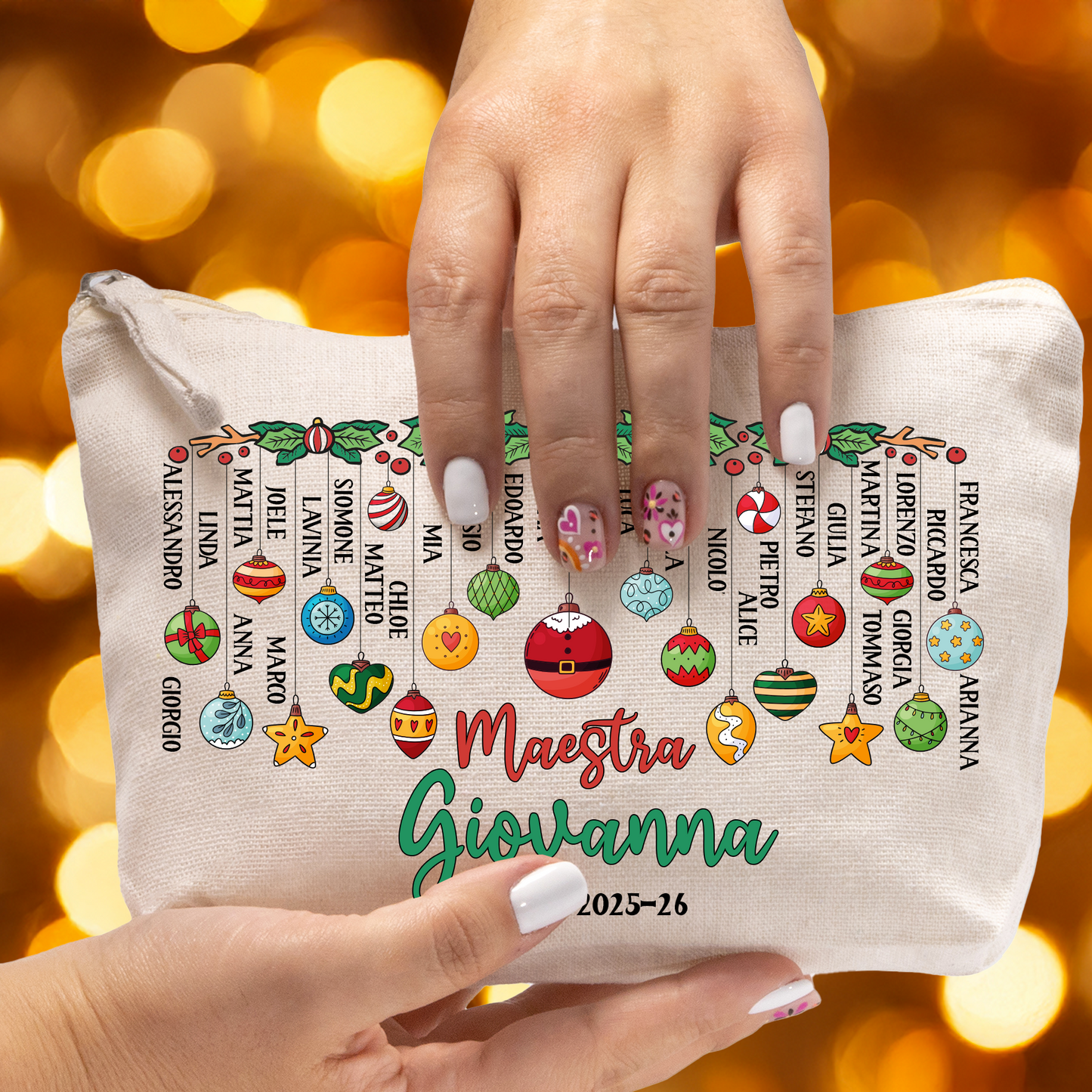 Pochette "Palline di Natale" maestra con nomi dei bambini