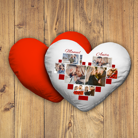 Cuscino Cuore Collage Pixel