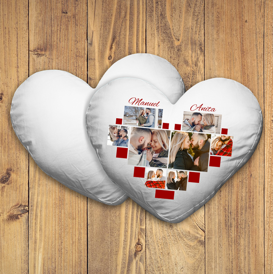 Cuscino Cuore Collage Pixel