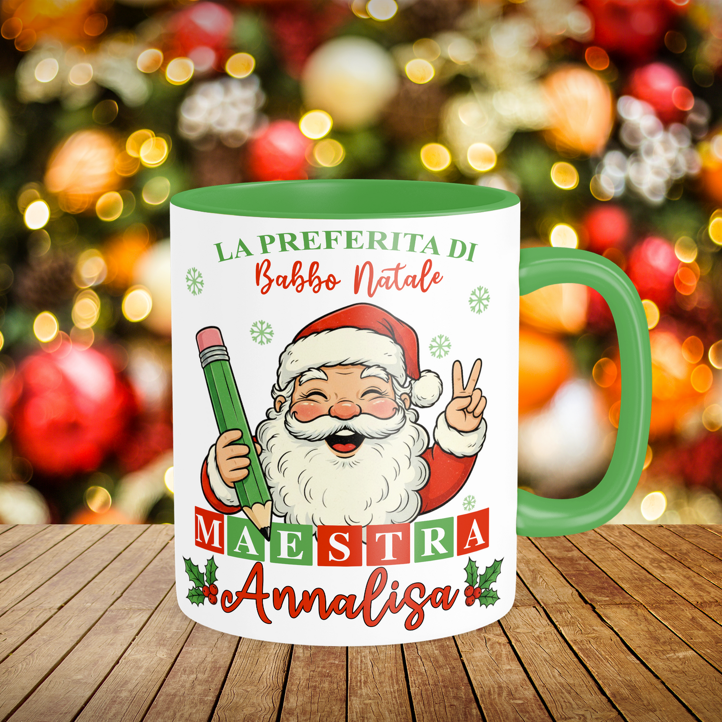 Tazza "Maestra preferita di Babbo Natale"