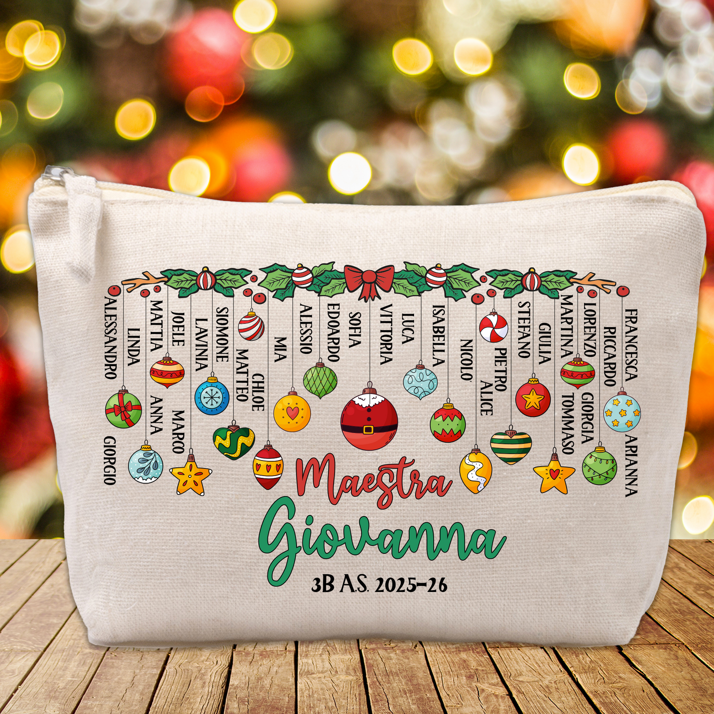 Pochette "Palline di Natale" maestra con nomi dei bambini