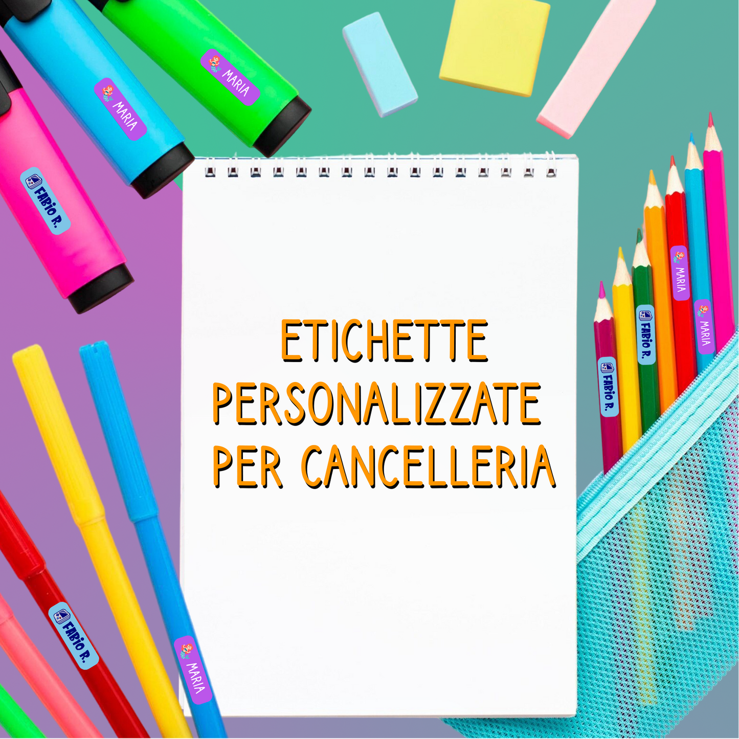 90 Mini etichette personalizzabili per cancelleria