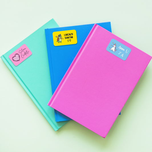 19 Etichette personalizzate per quaderni e libri