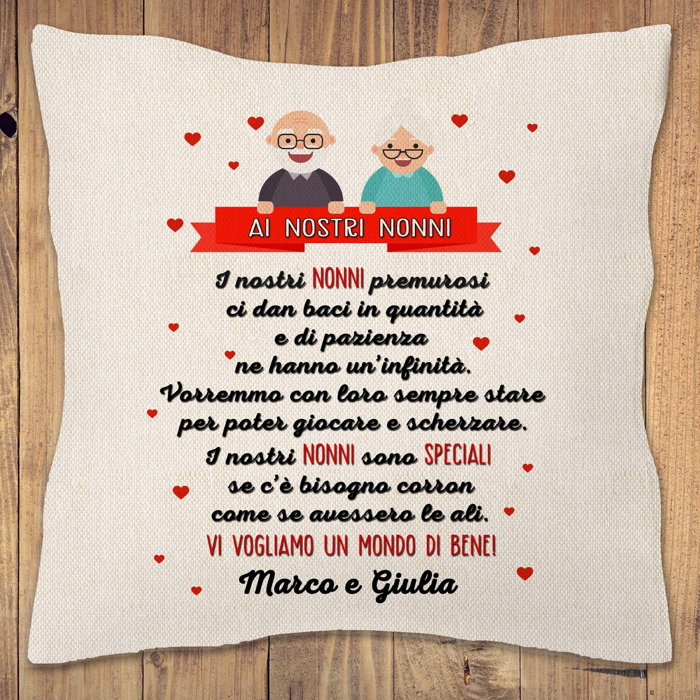 Cuscino Quadrato Canvas Nonni