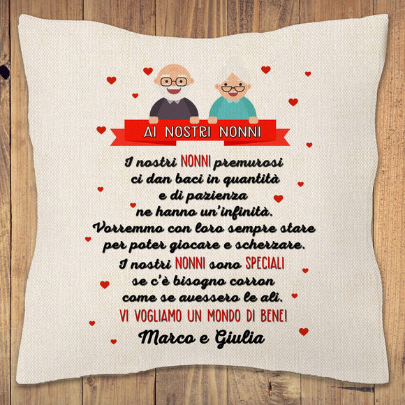 Cuscino Quadrato Canvas Nonni