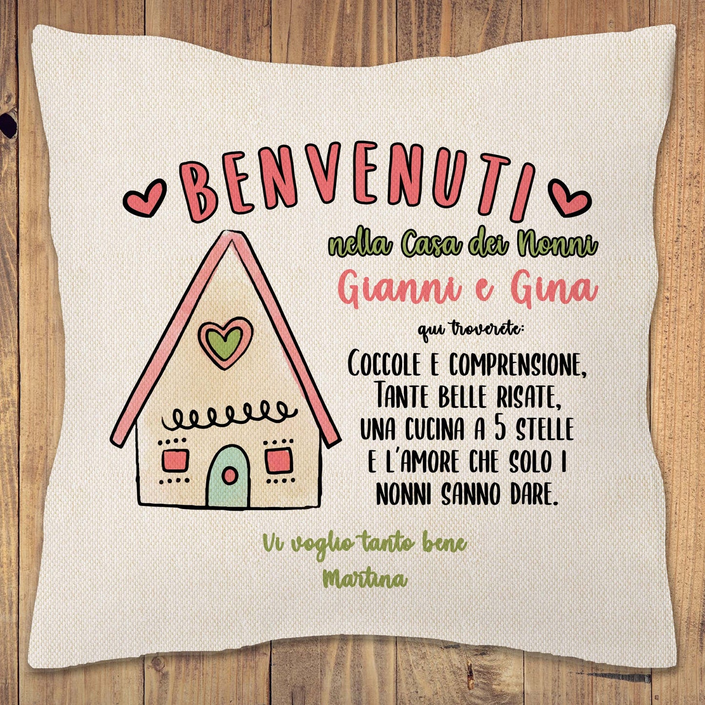 Cuscino Quadrato Canvas Nonni
