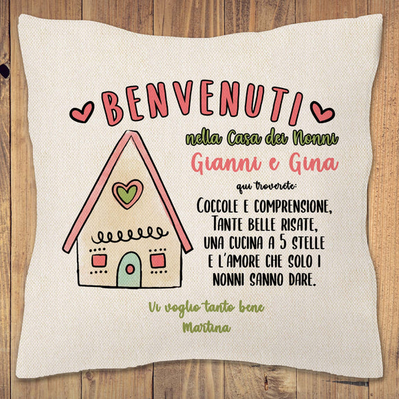 Cuscino Quadrato Canvas Nonni