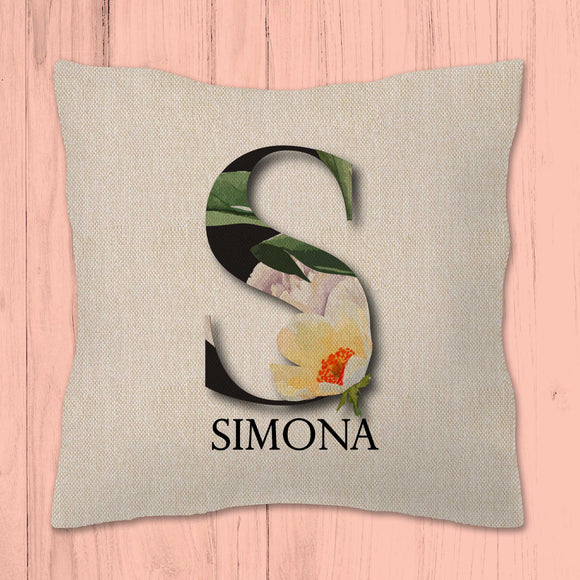 Cuscino Iniziali Flowers Canvas