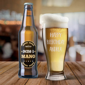 Pinta Birra con incisione a mano solo testo