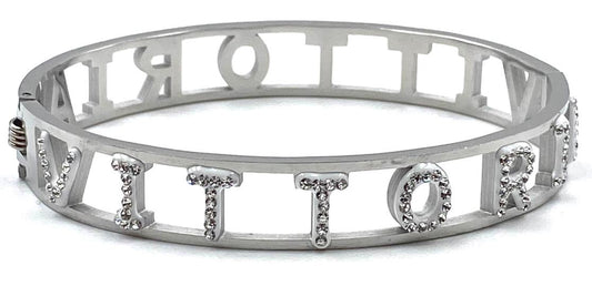 Bracciale rigido con nome e strass